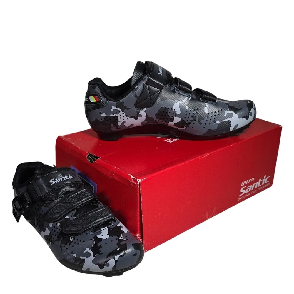 Santic Davee Road Cycling Black Gray Camo Mens Size 8.5 NEW